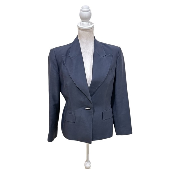 Les Copains made in Italy lined fine wool Blazer Jacket blue lightweight eu 46 - Picture 1 of 10